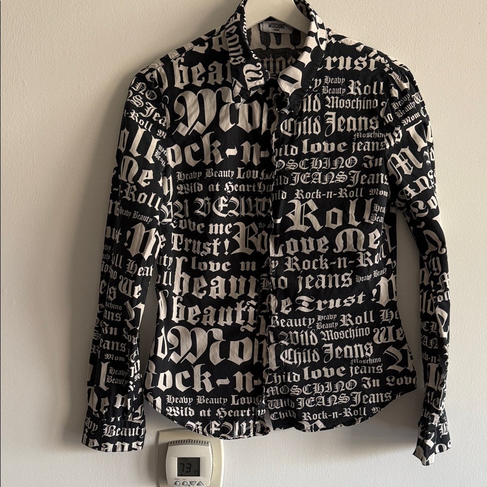 Moschino Jeans Black and White Text Print Shirt